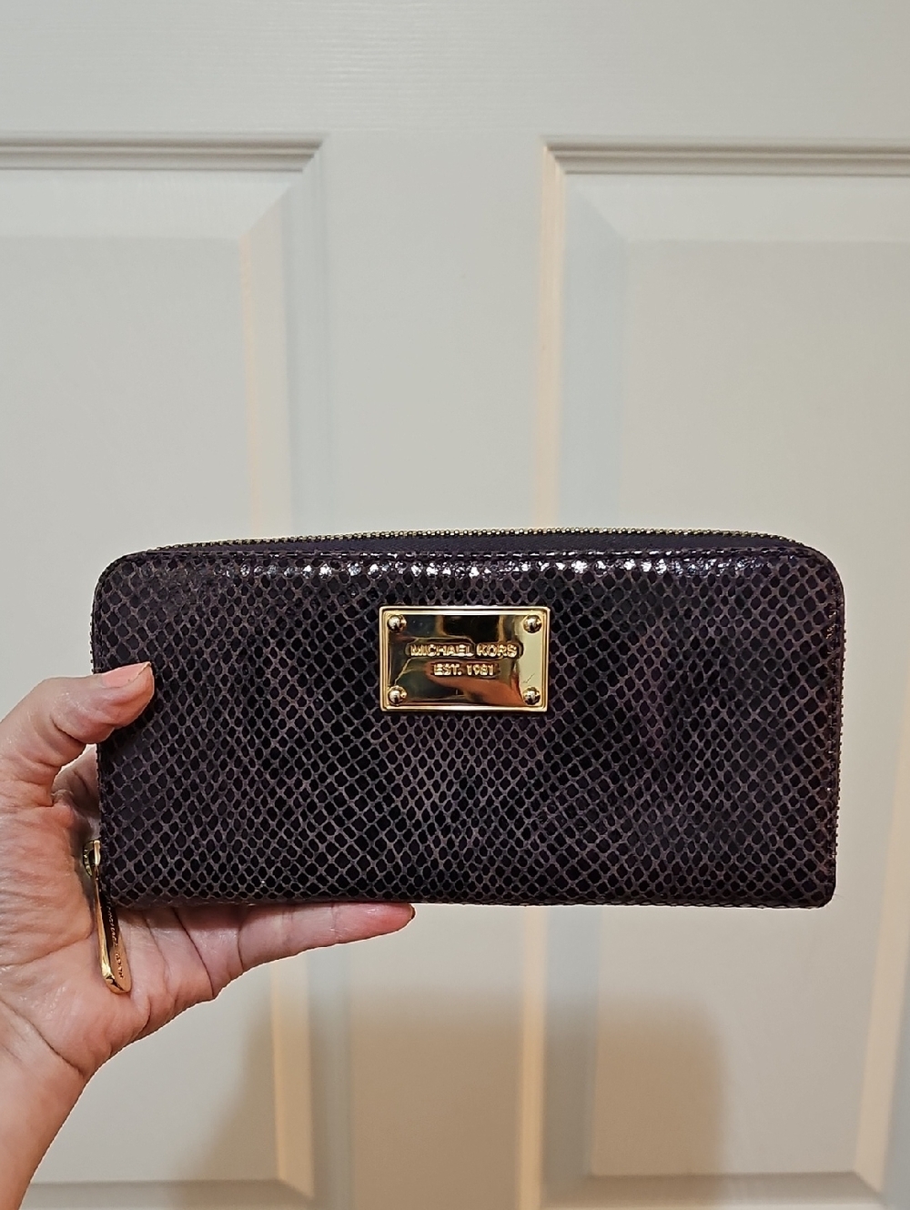Michael Kors Purple Snakeskin Print Wallet